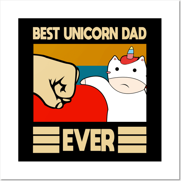 Best unicorn Dad Ever Vintage Fathers Day Gift Wall Art by JHFANART